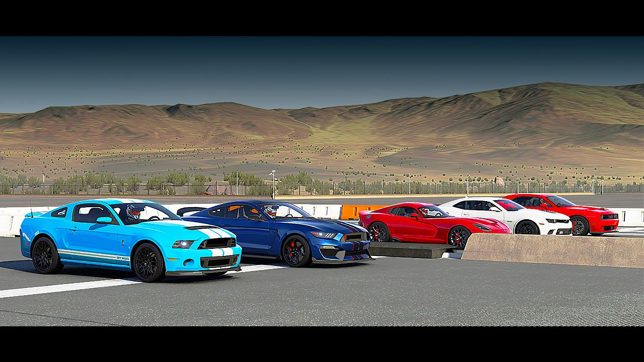 سباق حلبة ما بين هذه السيارات  World's Greatest Drag Race! Shelby GT350R, GT500, Hellcat, Srt VIPER, Camaro Z/28 - Forza 6