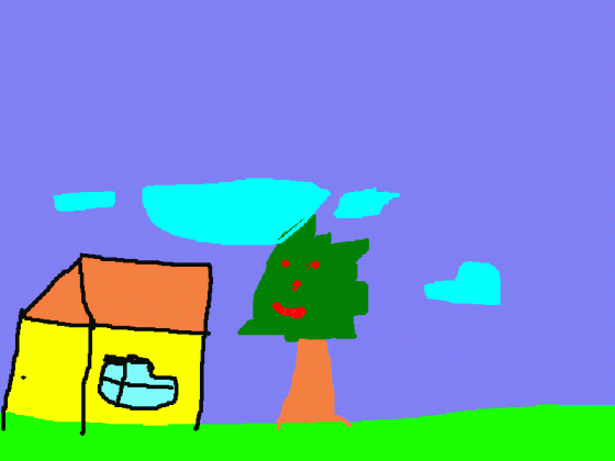 شجرة عند البيت - رسومات أطفال