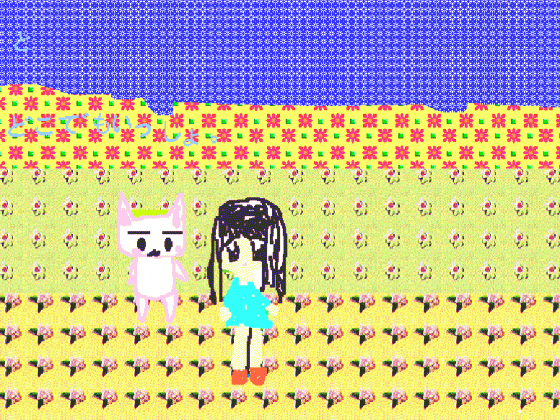 طفلة و قطة - رسومات أطفال