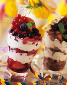 mixed berry and chocolate sundaes ~ 73259125
